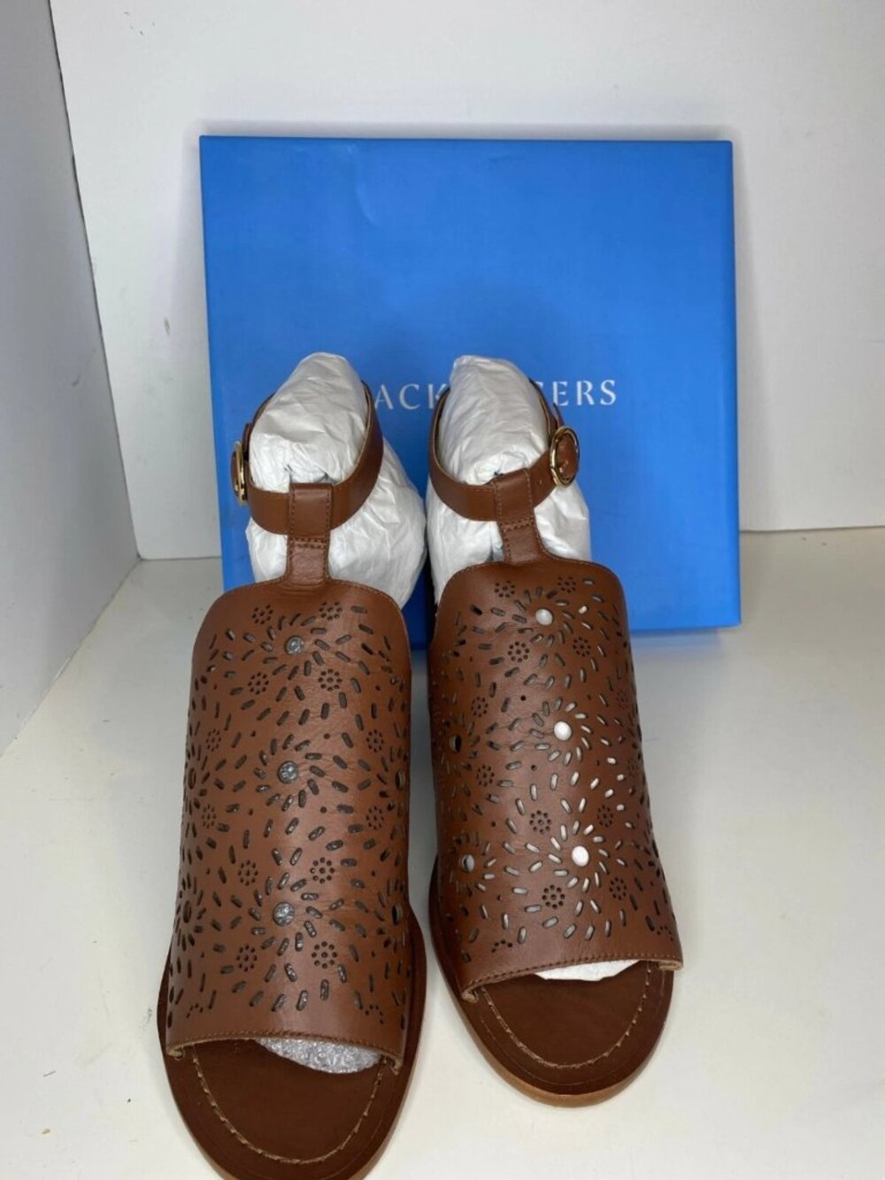 Jack Rogers Ronnie Heel Sandals Womens 11 Mocha Brown Leather NEW